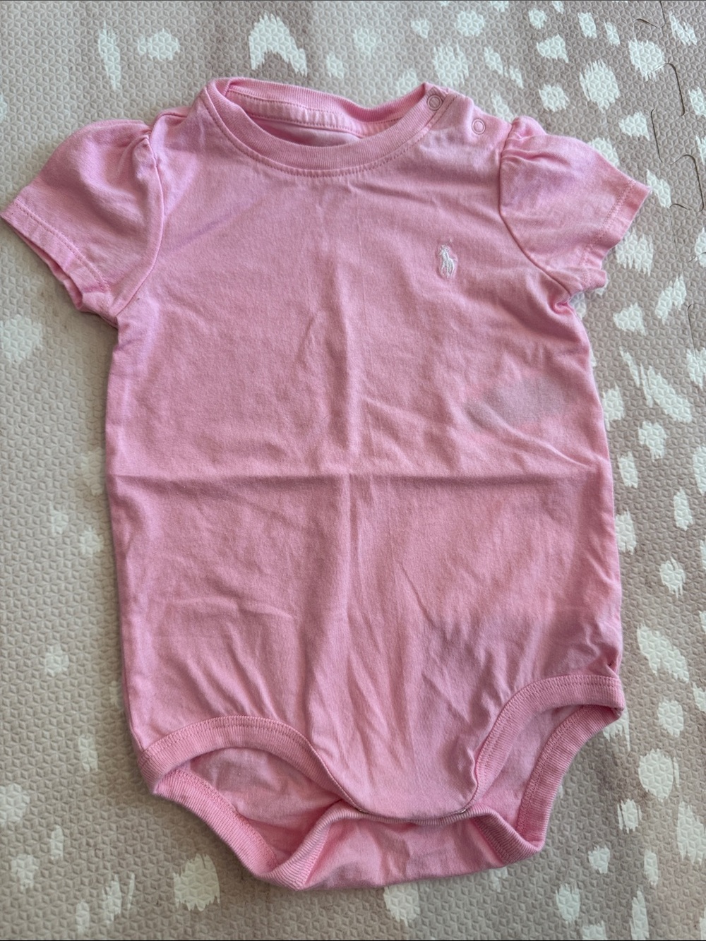 Ralph Lauren Baby Girl Pink Short Sleeve Bodysuit 12M Pony Logo
